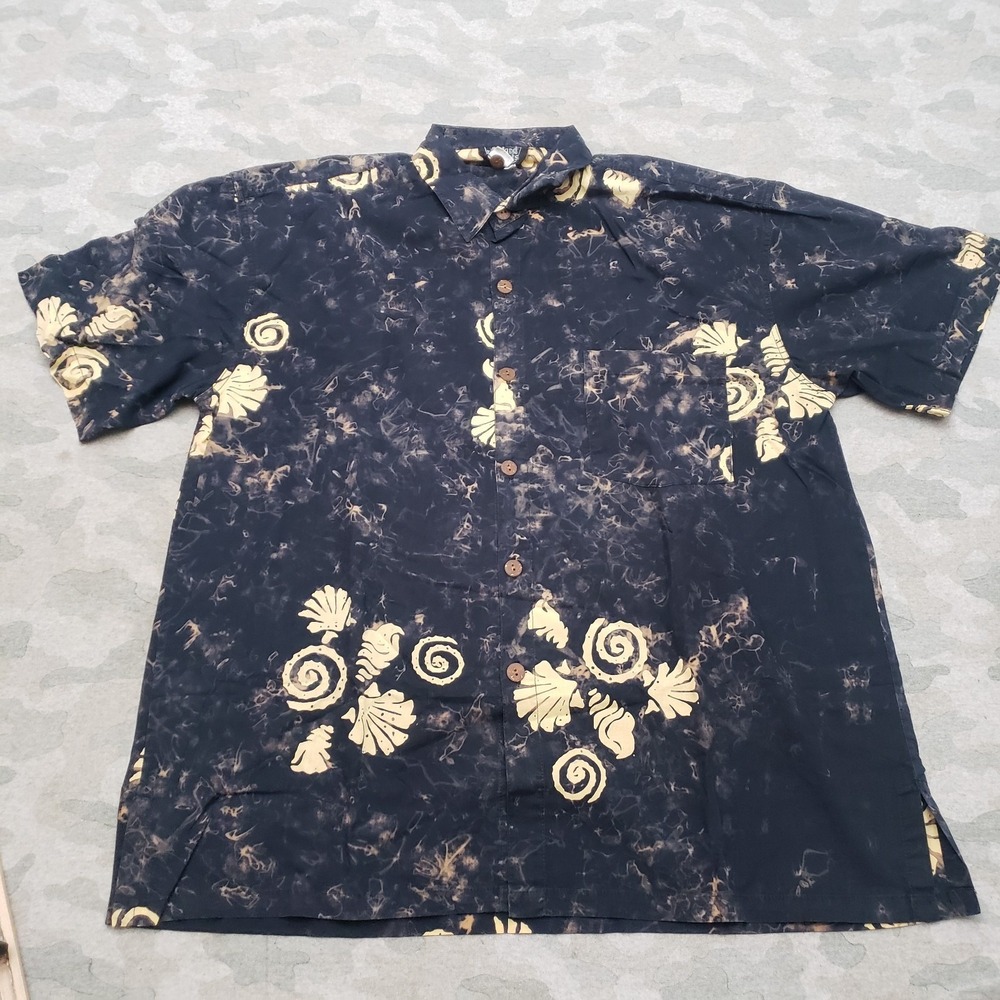 Island Imports Shirt Mens XL Blue Hawaiian Beach Tropical Short Sleeve Button-Up